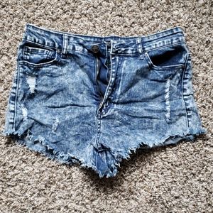 High-waisted jean shorts